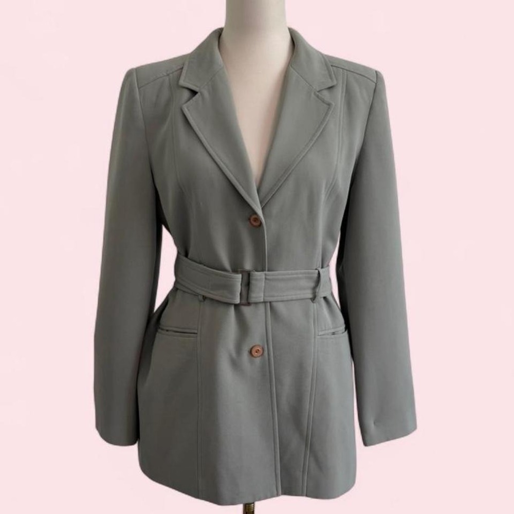 Larry Levine‎ Sage Green Belted Blazer — Size 10